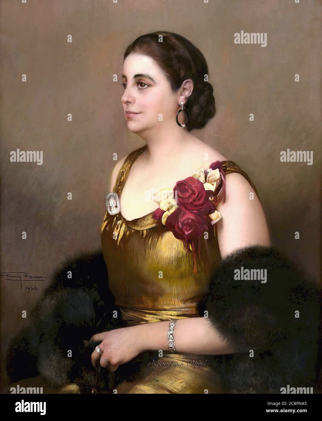 Baes Firmin - Portrait de Madame Timmers-Verhoeven - Ecole belge - 19ème et début du 20ème siècle Banque D'Images