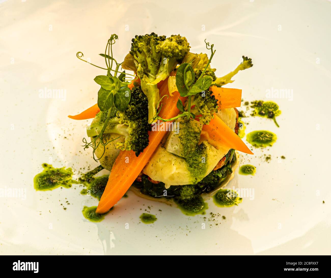 Plat gastronomique par Hotel Krone Chef de cuisine Peter Prüfer à Weil am Rhein, Allemagne Banque D'Images