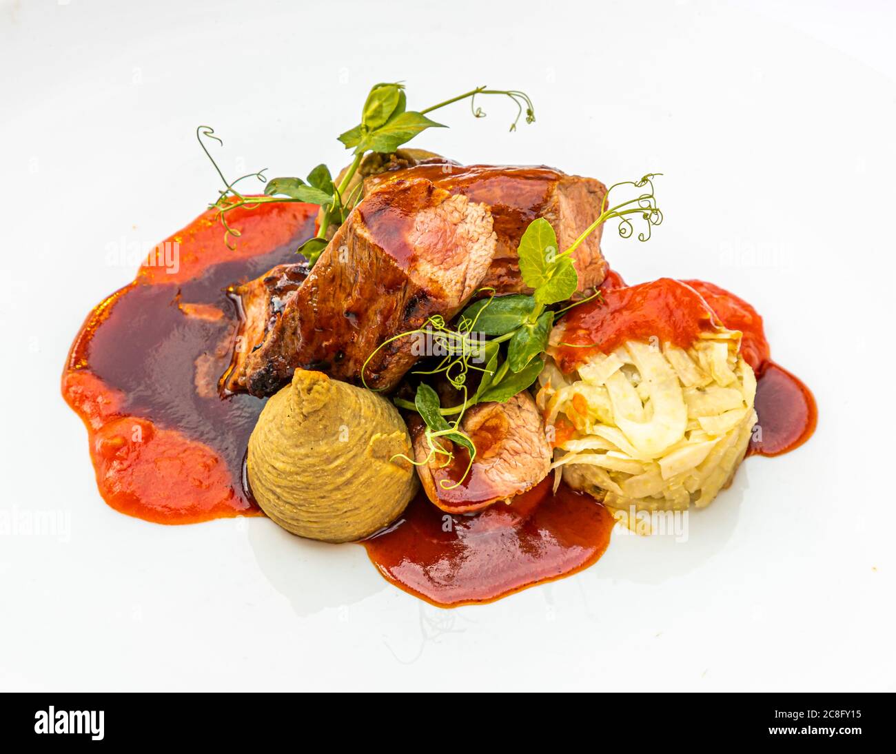 Plat gastronomique par Hotel Krone Chef de cuisine Peter Prüfer à Weil am Rhein, Allemagne Banque D'Images