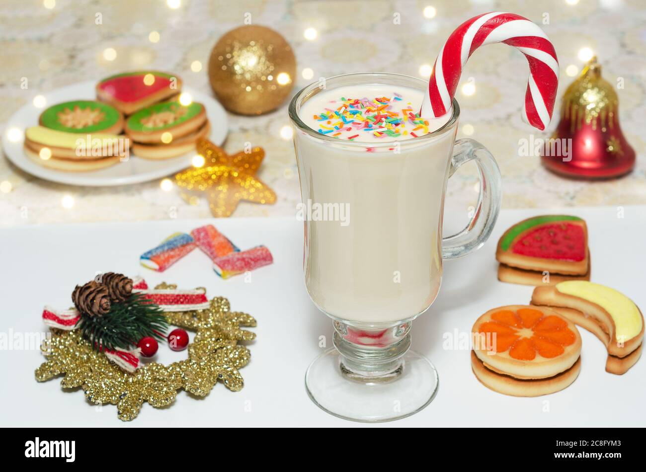 Milk-shake maison pour les vacances d'hiver, sélection Banque D'Images