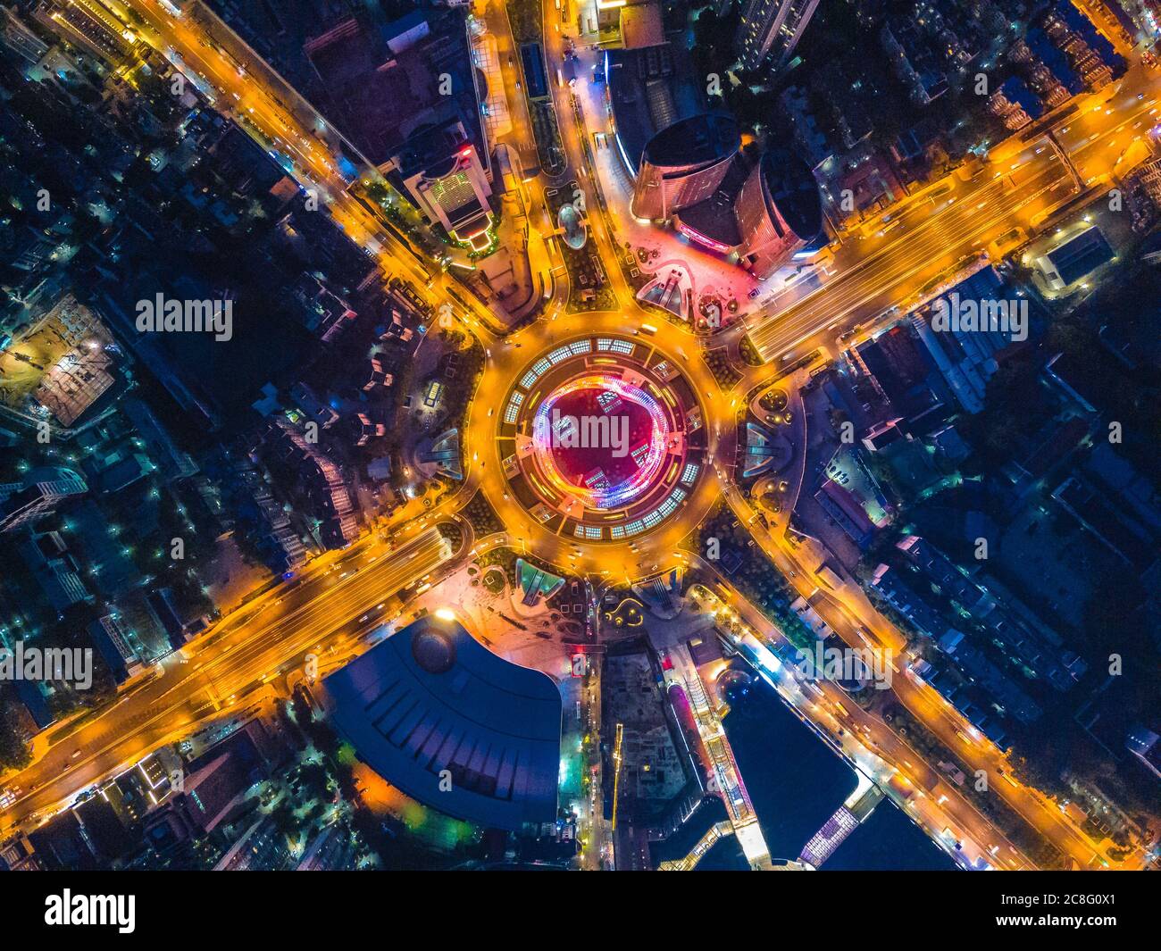 Paysage urbain de Optics Valley, Wuhan.Wuhan la nuit.vue panoramique et bâtiments dans le quartier financier. Banque D'Images