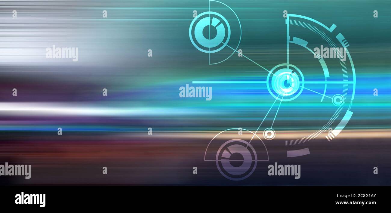 Résumé futuriste de la cyber-technologie. Conception de circuit SCI-fi. Technologie haute technologie. Toile de fond de la visualisation tête haute pour cyber-punk Banque D'Images