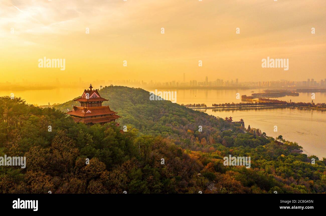 Paysage de photographie aérienne de Wuhan Lac est de la province de Hubei, Chine.est Lac panoramique de Wuhan Banque D'Images