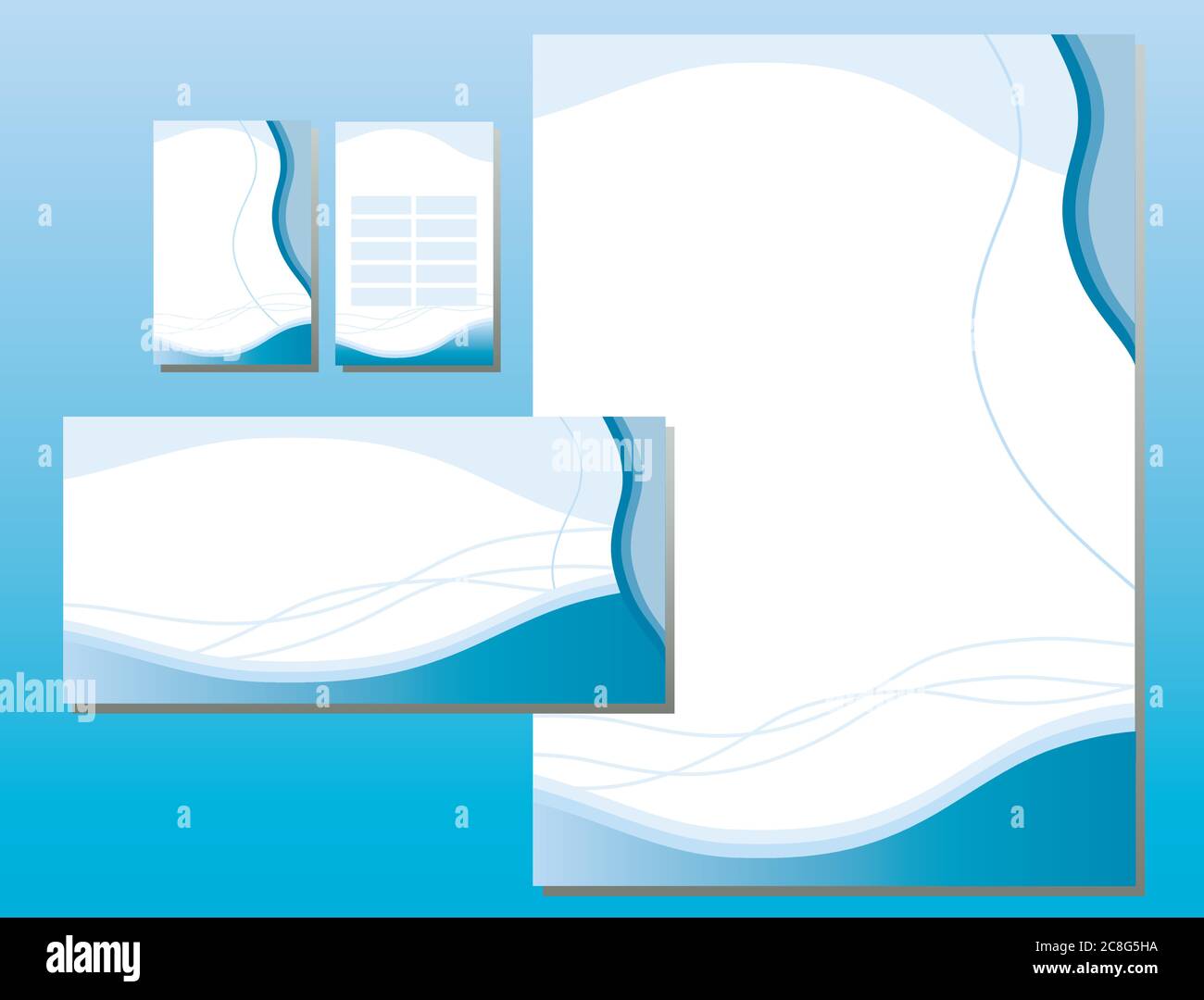 Ensemble d'identité de l'entreprise - motif courbes et courbes en bleu Couleurs Illustration de Vecteur