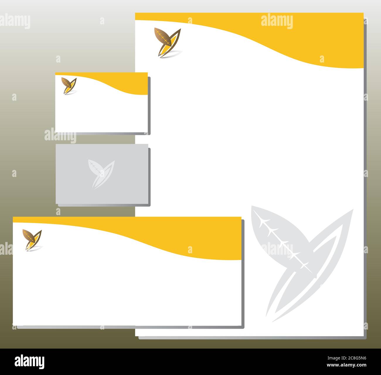 Ensemble d'identité d'entreprise - feuillages en forme de lettre y - Couleurs orange Illustration de Vecteur