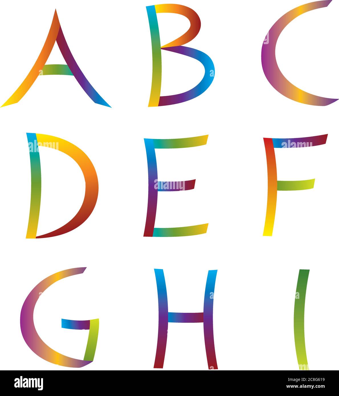 Ensemble de lettres décoratives a à I - arc-en-ciel Icônes Illustration de Vecteur