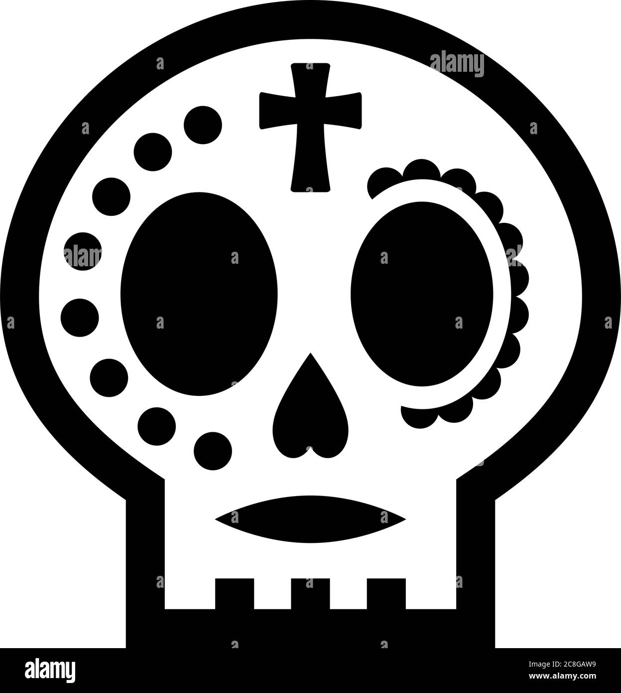 Adorable icône en forme de crâne de sucre pour les décorations du jour des morts Illustration de Vecteur