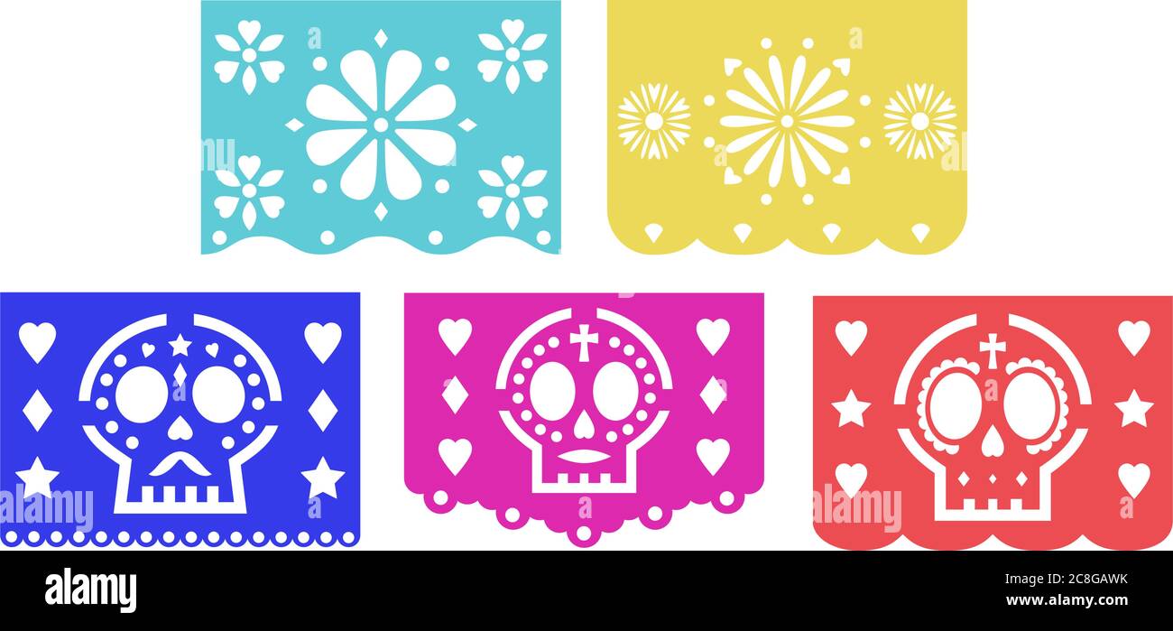 Paper picado mexicain pour la décoration du jour des morts Illustration de Vecteur