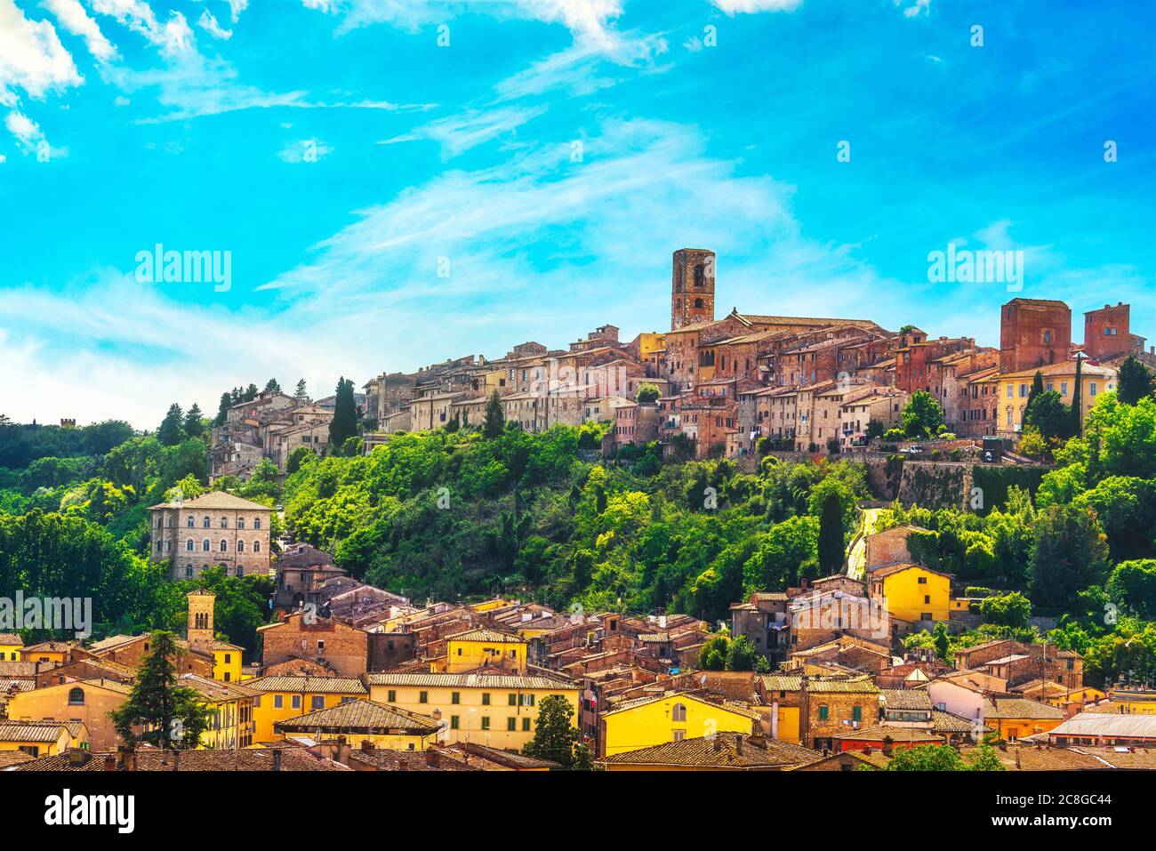 Vue panoramique sur la ville de Colle Val d'Elsa. Ville de cristal. Sienne, Toscane, Italie. Banque D'Images