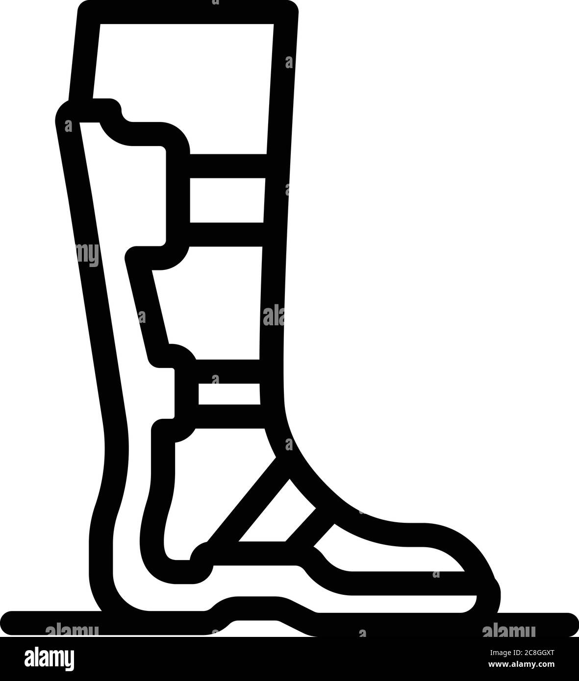 Icône en plâtre pour les jambes, style contour Illustration de Vecteur