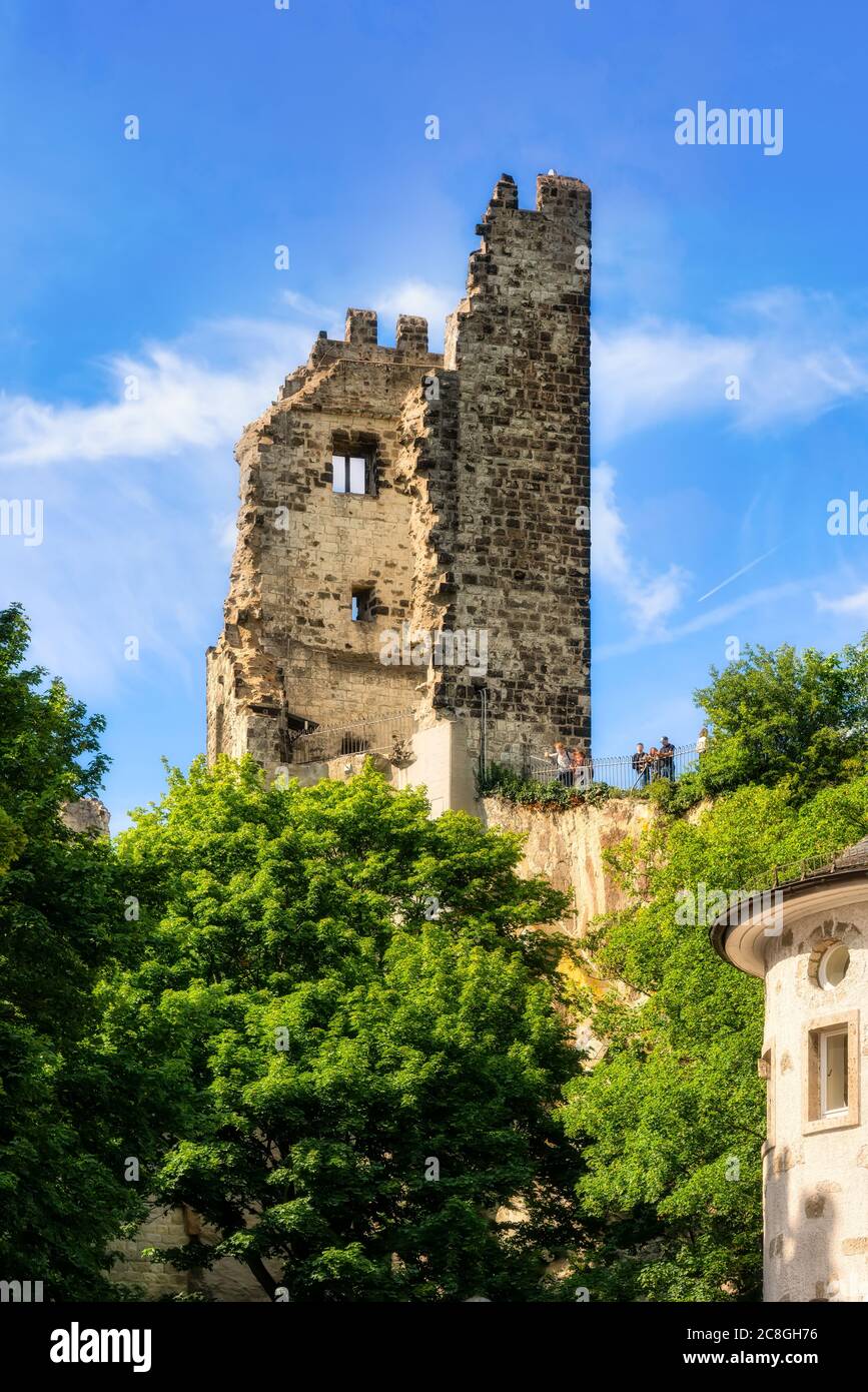 Burgruine Drachenfels est un château en ruine hill Konigswinter sur le Rhin, près de Bonn en Allemagne Banque D'Images