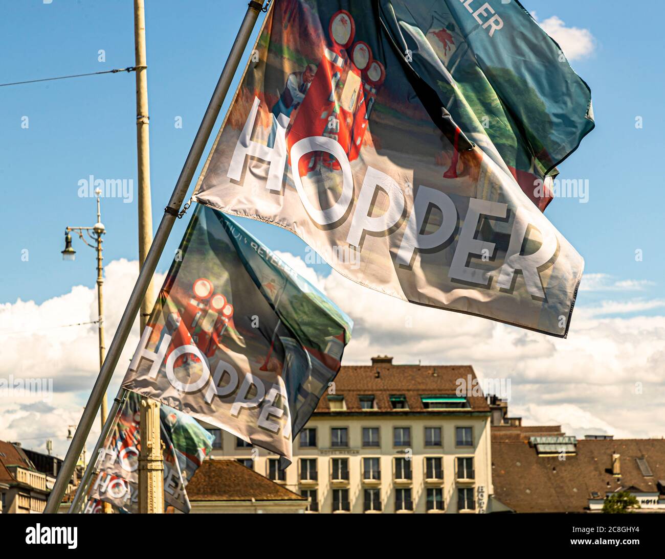 Dennis Hopper Flags à Bâle, Suisse Banque D'Images