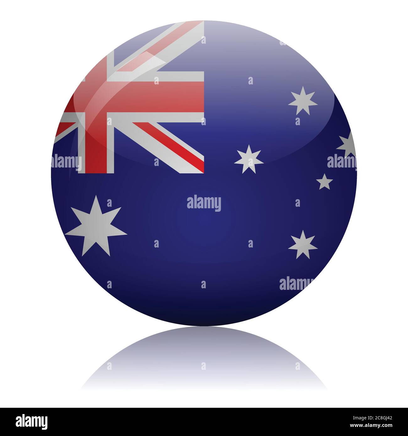 Illustration vectorielle de la surface du miroir lumineux représentant une boule de verre de pavillon australien Illustration de Vecteur