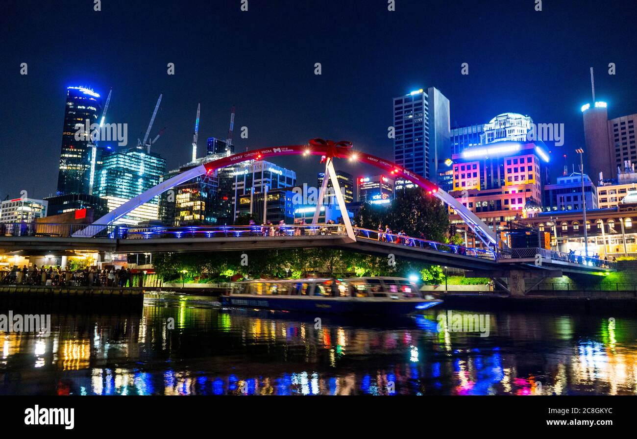 Melbourne City Night à Southbank Banque D'Images