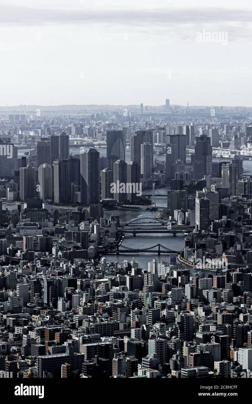 Vue sur la baie de Tokyo depuis l'observatoire de Tokyo Sky Tree Banque D'Images