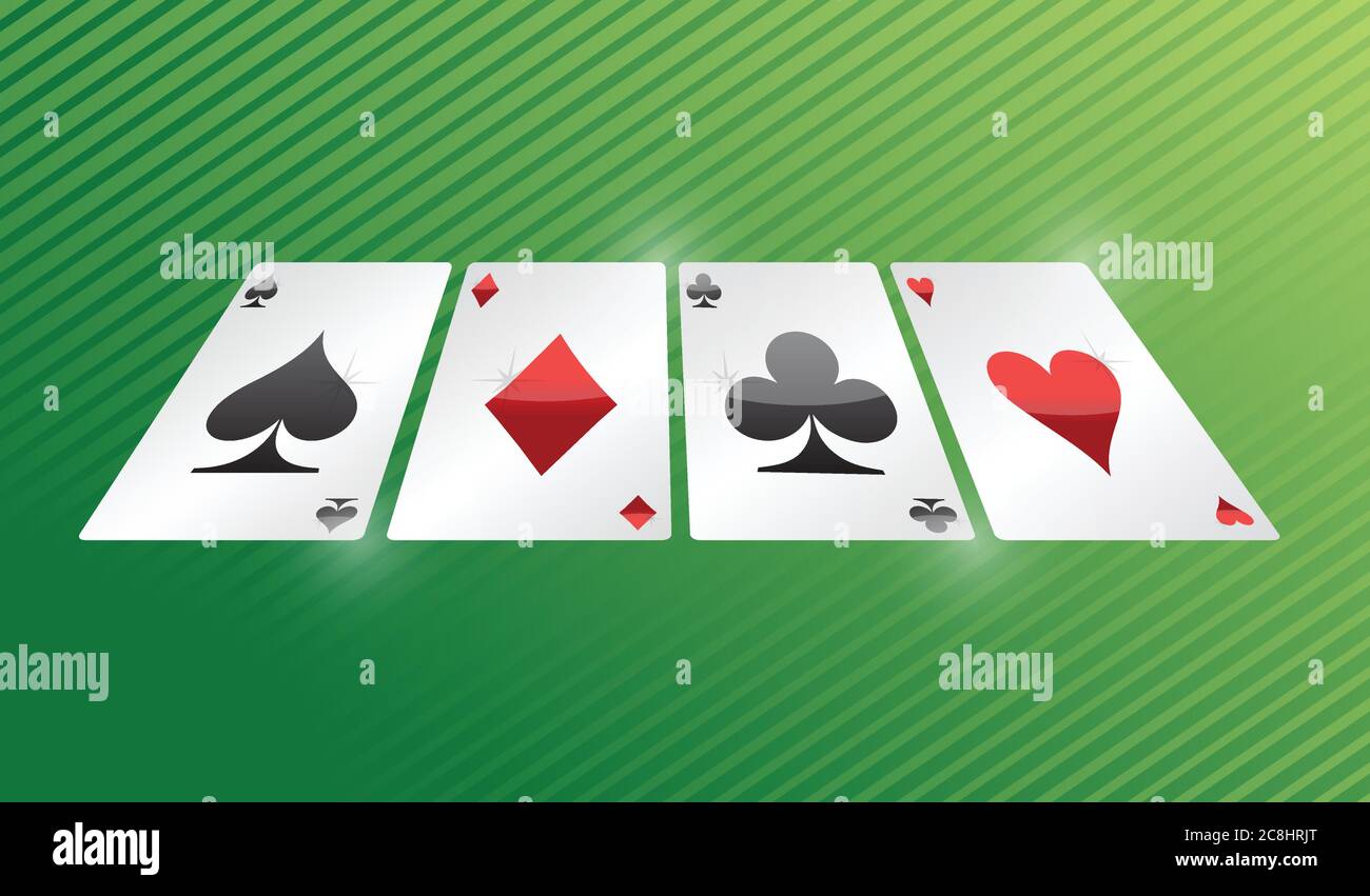 Jeu De Cartes Jeu D As Dessin D Illustration Sur Fond Vert Image Vectorielle Stock Alamy