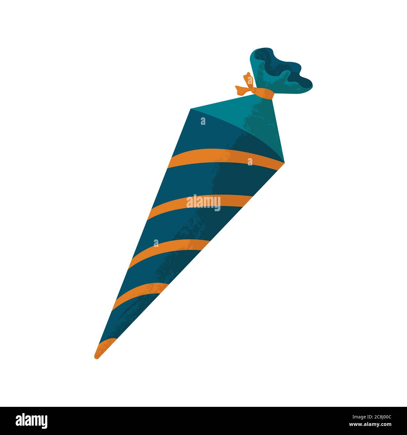 Cône scolaire coloré avec bonbons. Illustration vectorielle de style dessins animés à plat avec texture. Présent pour la première journée d'école. Concept de retour à l'école. Premier Illustration de Vecteur