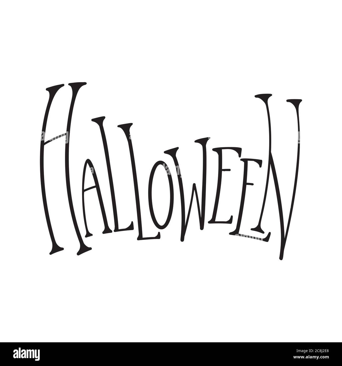 Lettrage Halloween. Inscription calligraphique noire originale. Vacances mystiques. Vecteur de mot pour bannières, articles, logos et votre créativité. Illustration de Vecteur