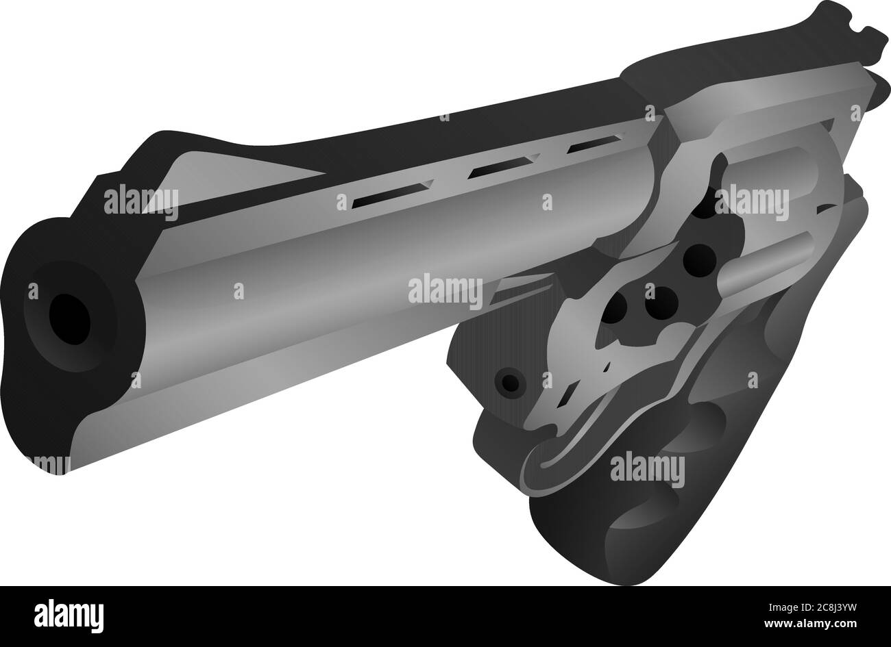 illustration vectorielle de la visée réaliste d'un revolver gris en perspective Illustration de Vecteur