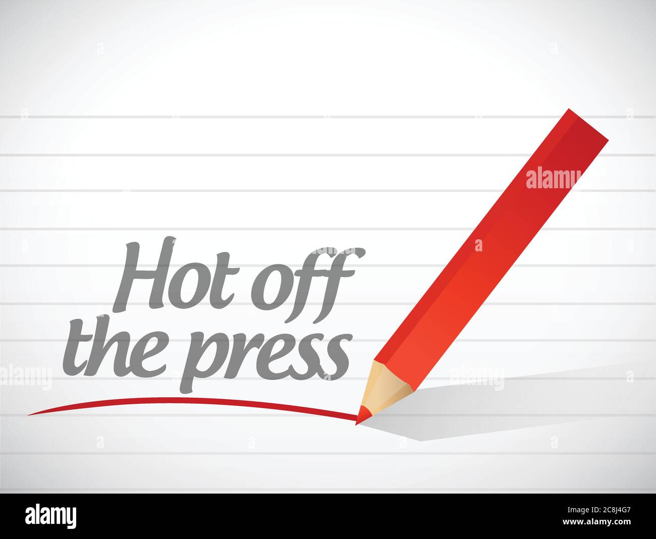 Hot off la presse message écrit illustration design sur blanc Illustration de Vecteur