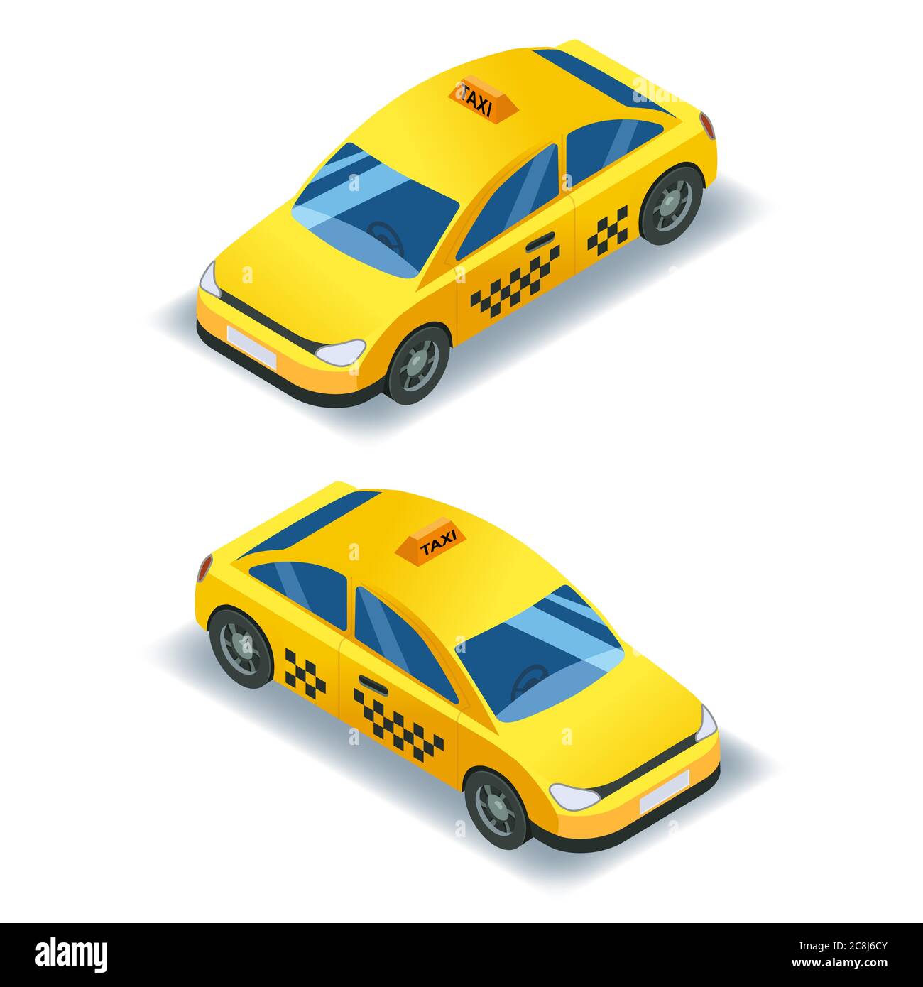 Taxi, transport isométrique de voiture, taxi jaune, service d'icône 3D. 3d isométrique ville transports publics, véhicule urbain, urbain. Illustration vectorielle isolée Illustration de Vecteur