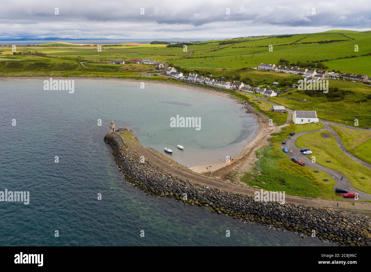 Vue aérienne de Port Logan, Dumfries & Galloway, Écosse. . Banque D'Images