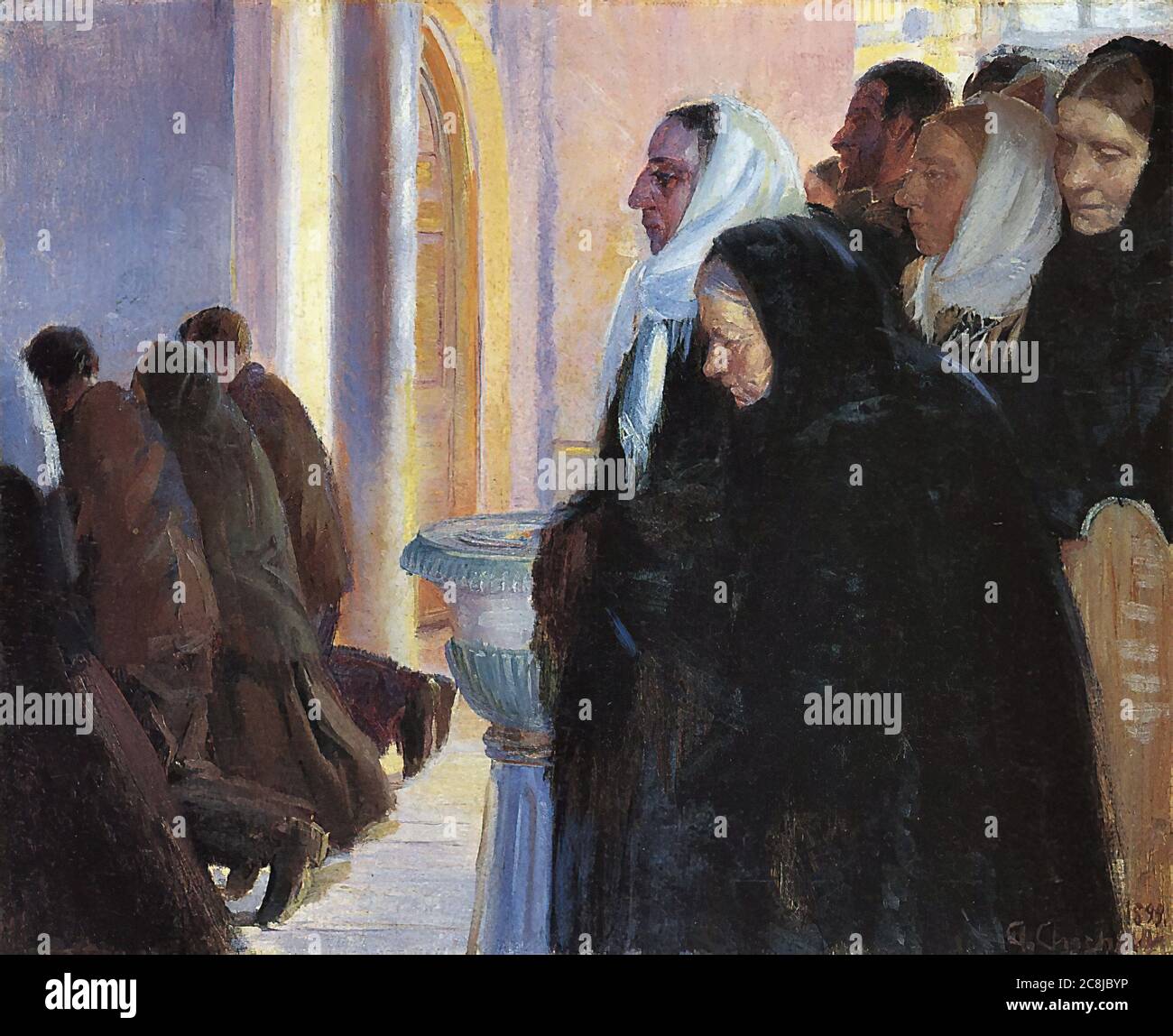 Ancher Anna - Abendmahl in Der Kirche Von Skagen - Ecole danoise - 19ème et début du 20ème siècle Banque D'Images