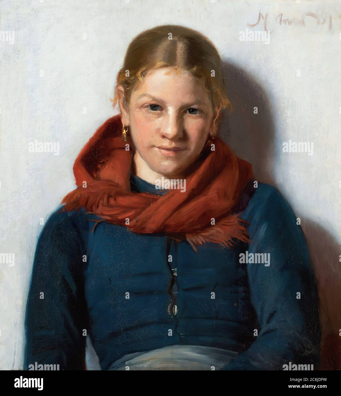 Ancher Michael Peter - Maren Sofie Olsen de Skagen avec un foulard rouge -  Ecole danoise - 19ème et début du 20ème siècle Photo Stock - Alamy