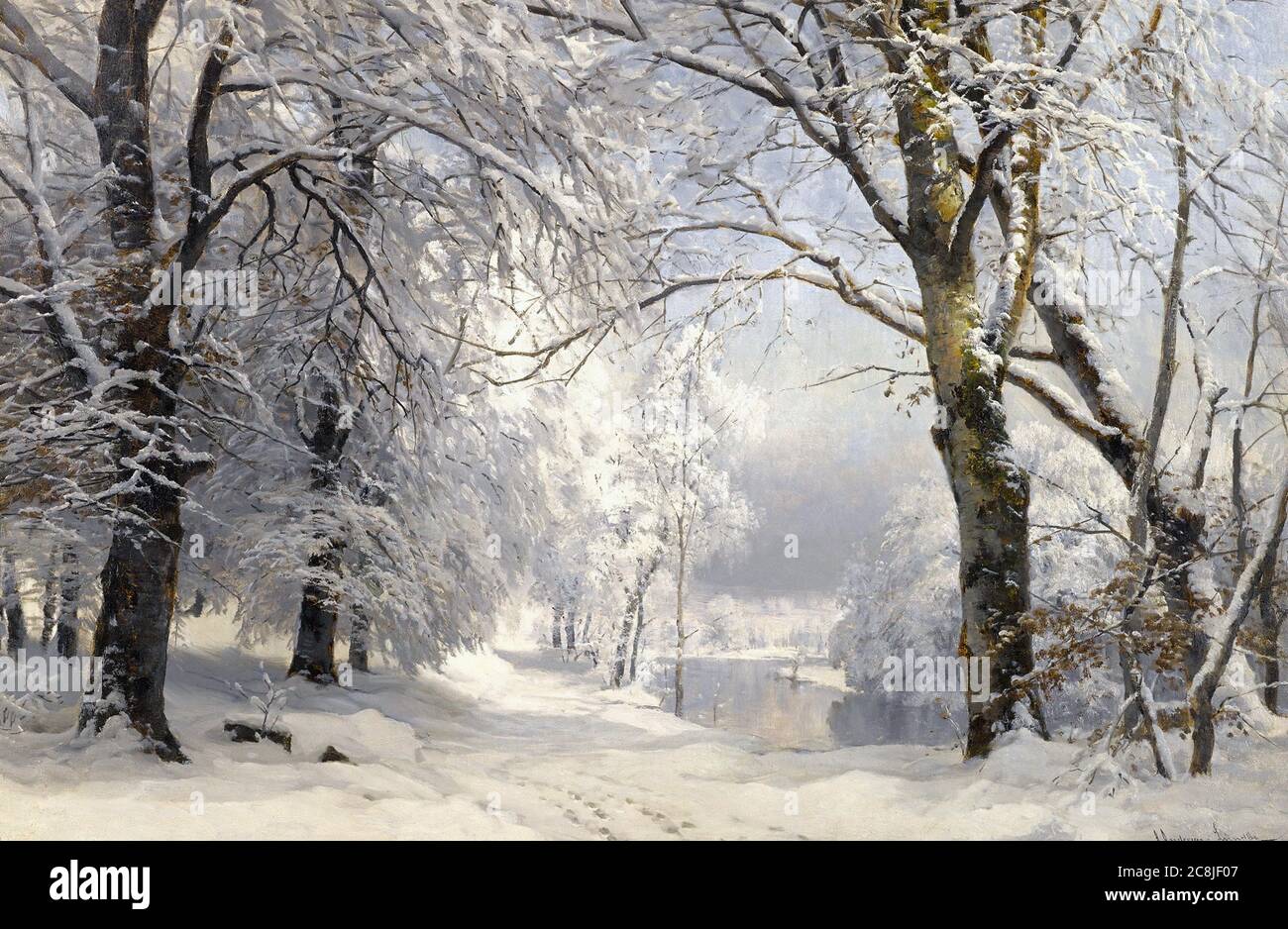 Andersen-Lundby Anders - Forêt en hiver - Ecole danoise - 19ème et début du 20ème siècle Banque D'Images