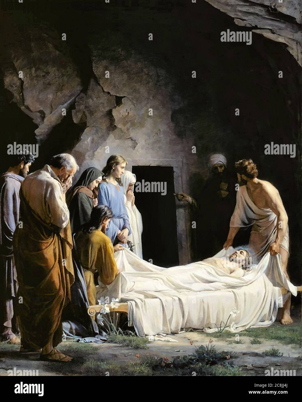 Bloch Carl Heinrich - le Burial du Christ - Ecole danoise - 19e et début du 20e siècle Banque D'Images