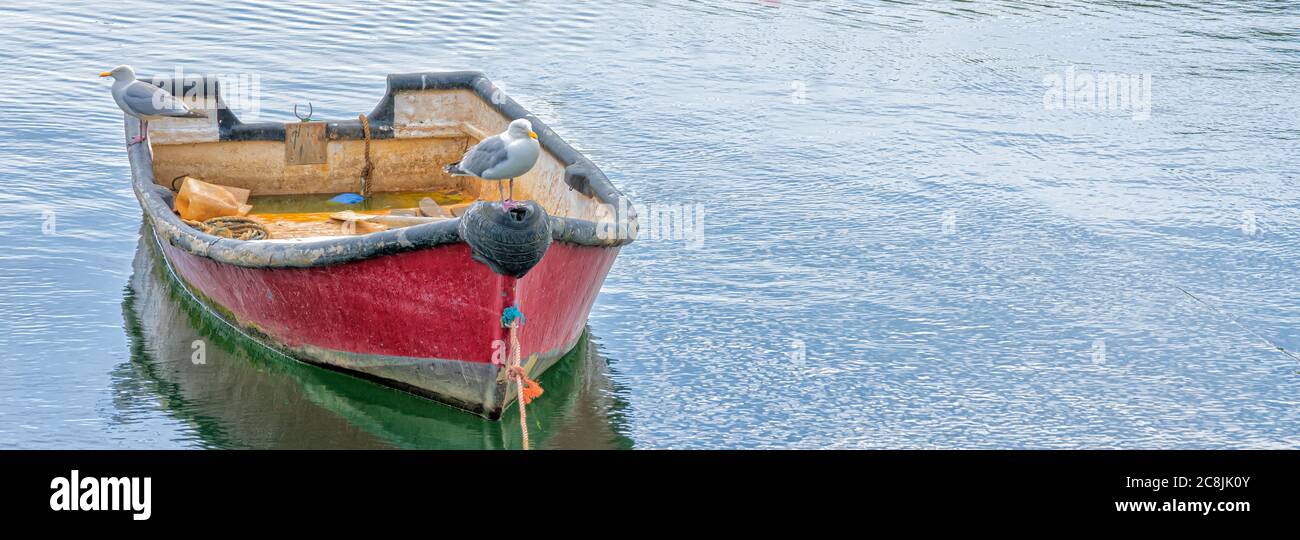 Bateau à rames amarré dans le port, Angleterre Banque D'Images