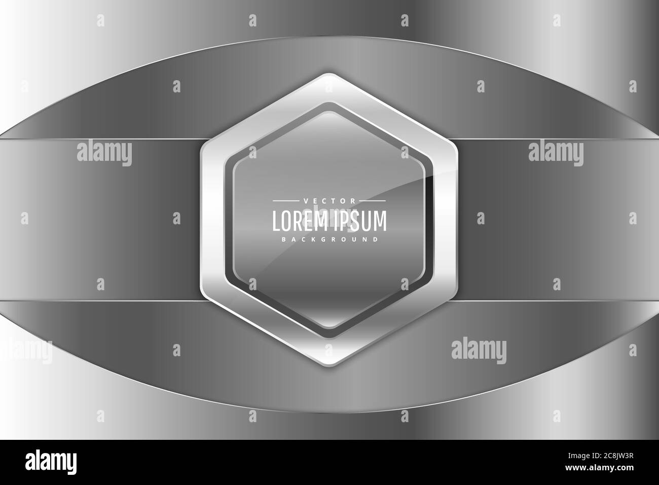 Fond métallique.gris et argent avec bouton en forme de polygone.élégant design moderne en métal. Illustration de Vecteur