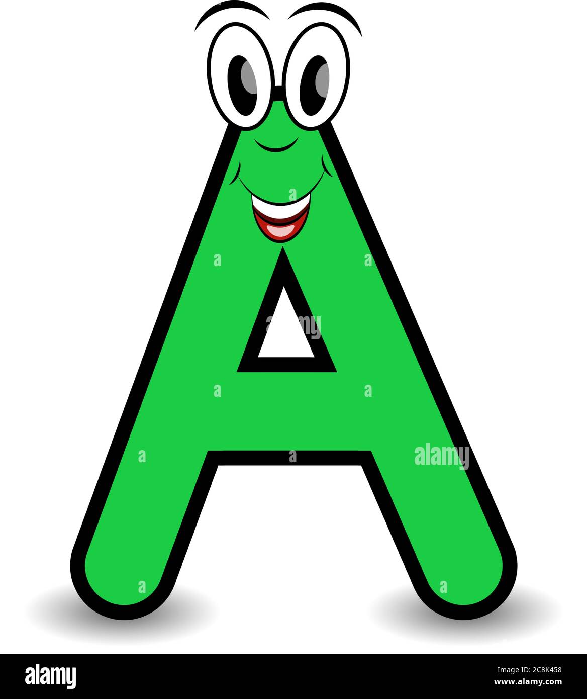 Dessin animé drôle stylisé police lettre A avec visage souriant vecteur alphabet illustration. Bon pour les enfants, l'activité d'apprentissage et l'apprentissage Illustration de Vecteur