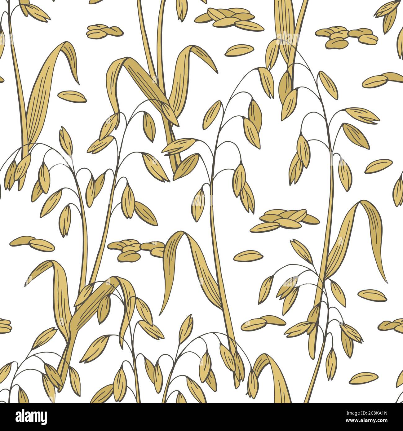 Motif de plante d'avoine couleur sans couture dessin d'arrière-plan vecteur d'illustration Illustration de Vecteur