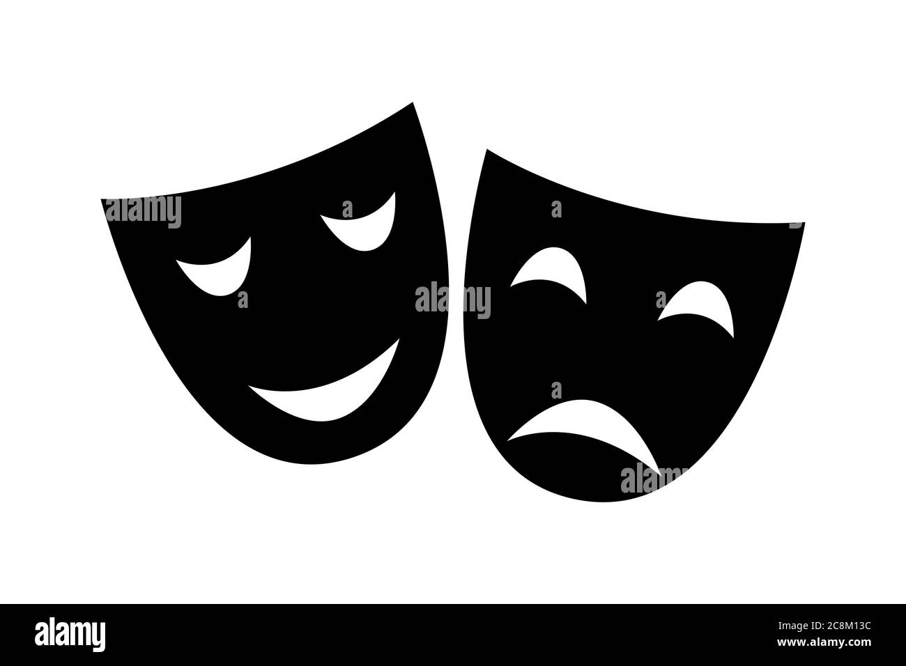 Masques noirs et blancs heureux et tristes Illustration de Vecteur