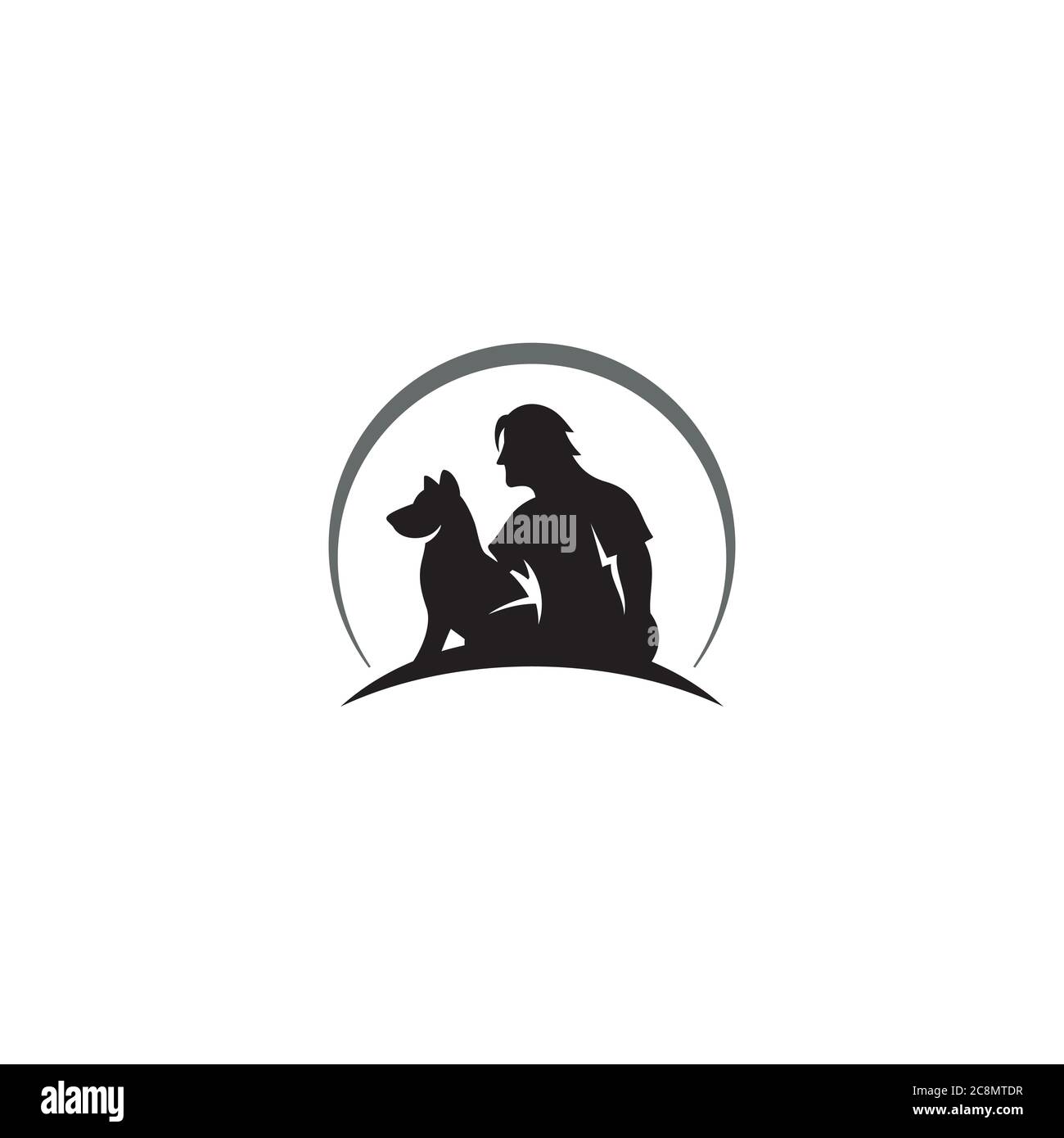 Logo et icône de l'homme et du chien Illustration de Vecteur