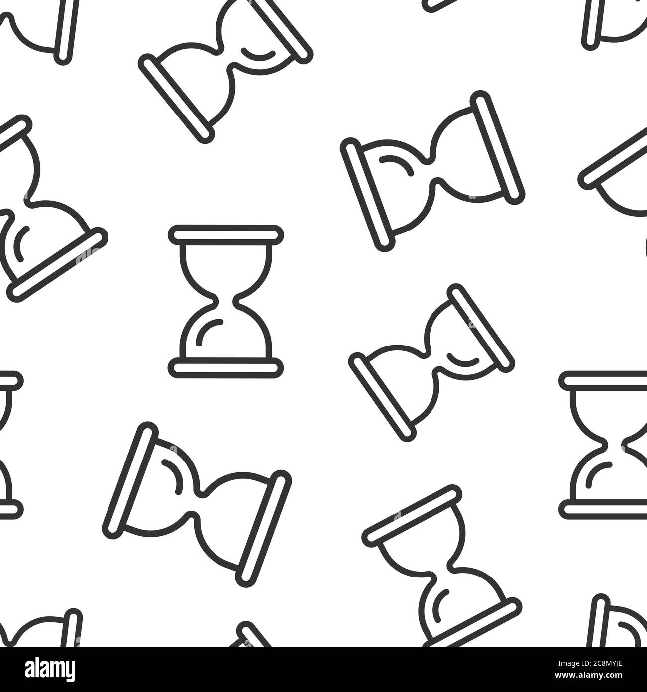 Icône HourGlass de style plat. Illustration vectorielle en verre de sable sur fond blanc isolé. Concept commercial de modèle d'horloge sans couture. Illustration de Vecteur