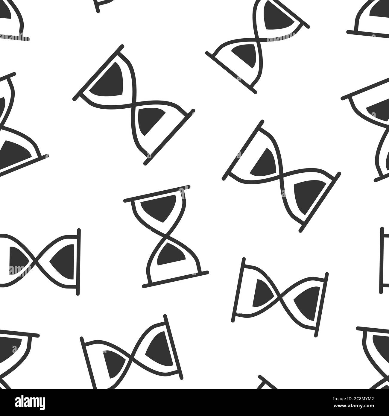 Icône HourGlass de style plat. Illustration vectorielle en verre de sable sur fond blanc isolé. Concept commercial de modèle d'horloge sans couture. Illustration de Vecteur