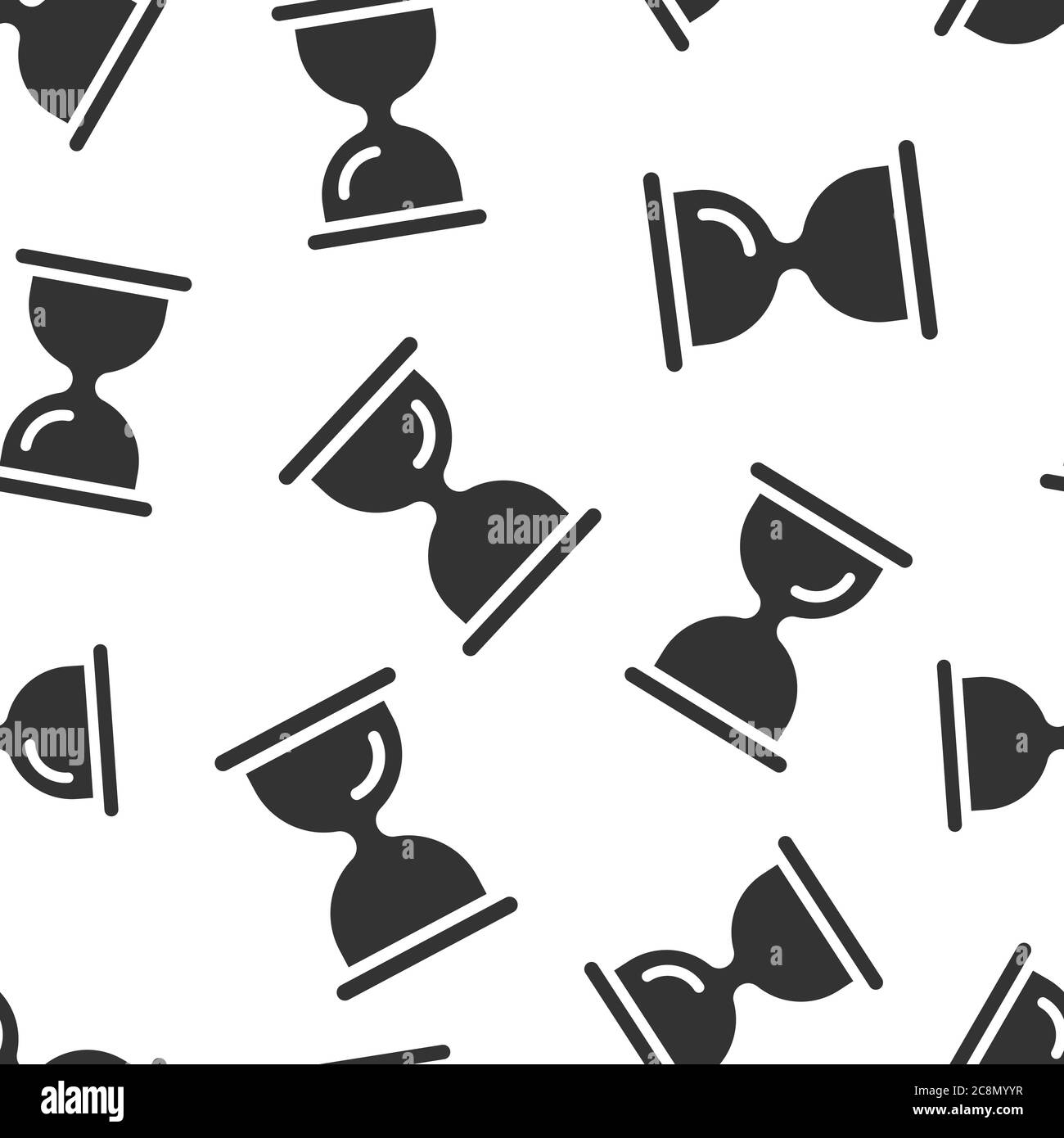 Icône HourGlass de style plat. Illustration vectorielle en verre de sable sur fond blanc isolé. Concept commercial de modèle d'horloge sans couture. Illustration de Vecteur