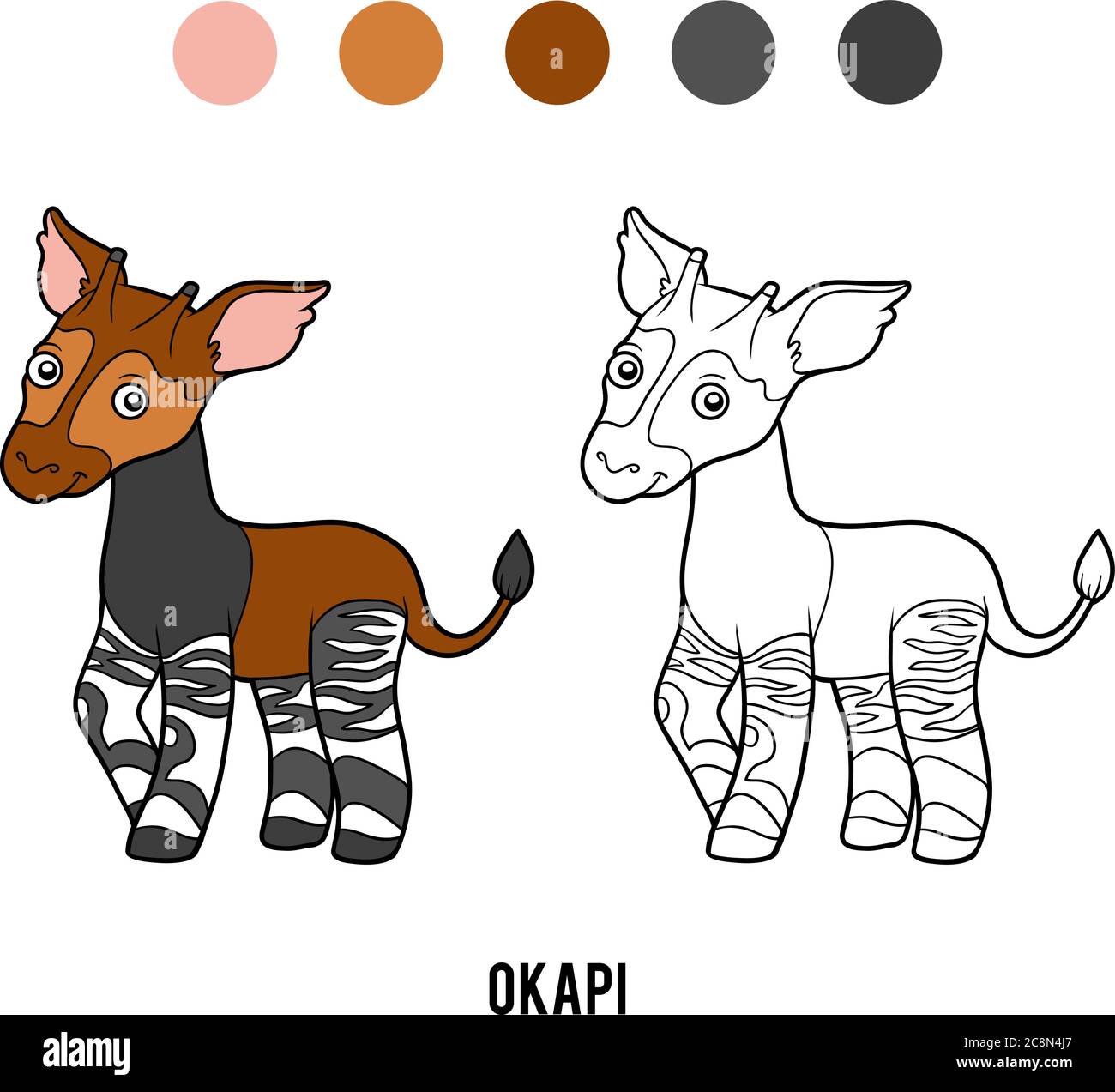 Livre de coloriage pour enfants, Okapi Illustration de Vecteur