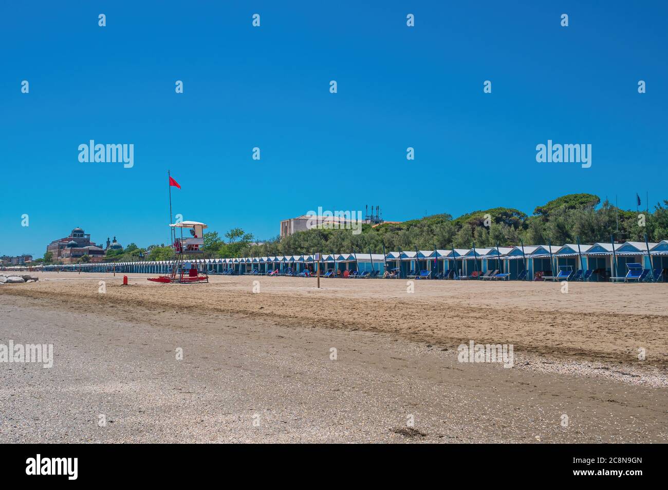 La célèbre plage du Lido de Venise en Italie Banque D'Images