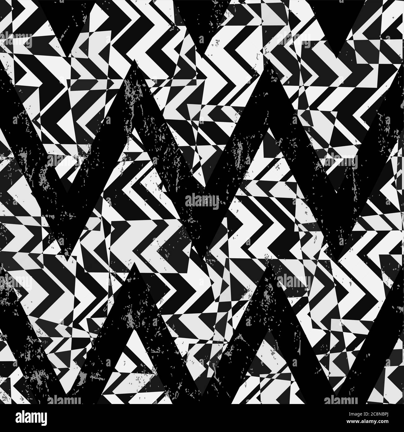 arrière-plan géométrique abstrait, avec traits et éclaboussures, zigzag, noir et blanc Illustration de Vecteur