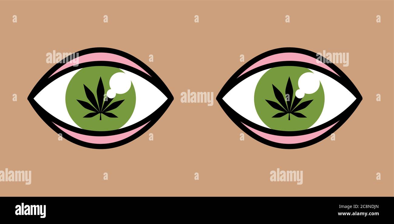 Les yeux à l'intérieur des feuilles de cannabis illustration vecteur EPS10 Illustration de Vecteur