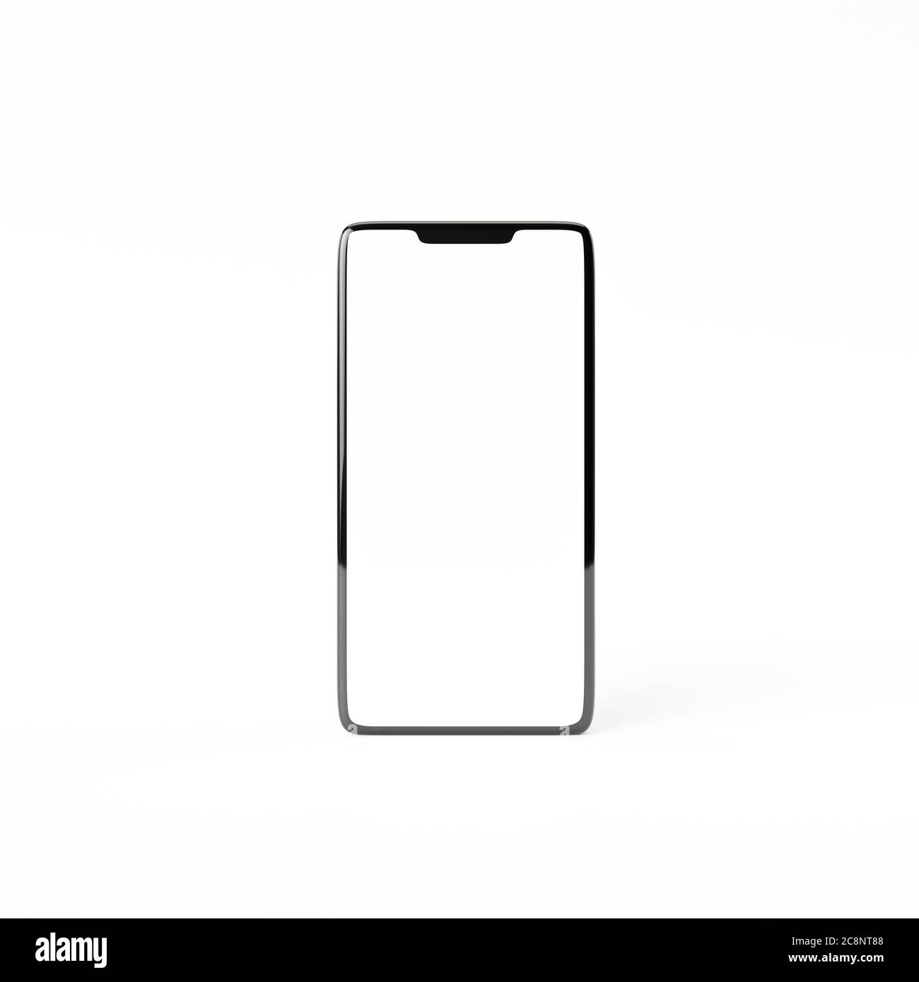 Illustration 3D d'un smartphone isolé sur fond blanc avec écran vide. Concept de publicité technologique. Illustration 3d de haute qualité Banque D'Images