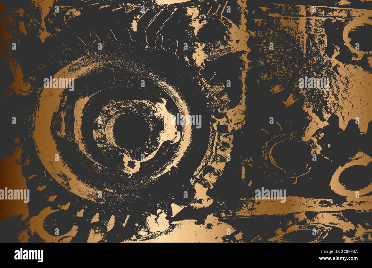 Fond dégradé en métal noir doré de qualité supérieure avec texture métallique afflige. Illustration de Vecteur