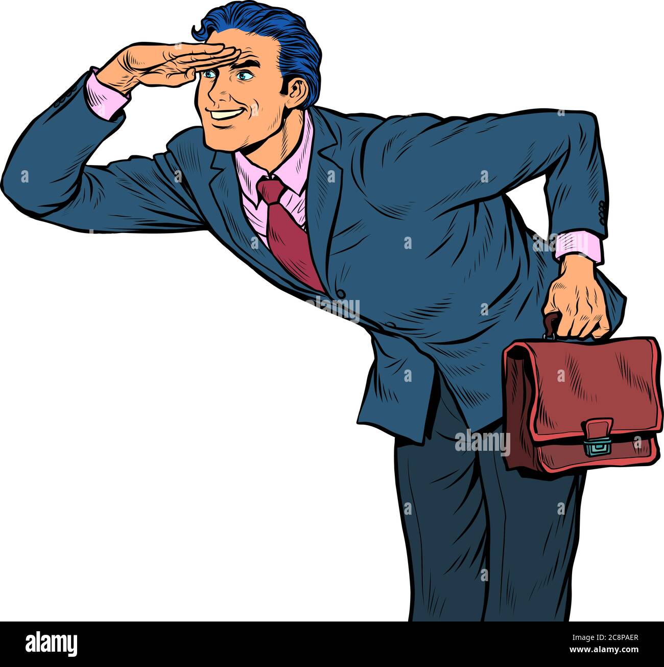L’homme d’affaires attend son avenir Illustration de Vecteur