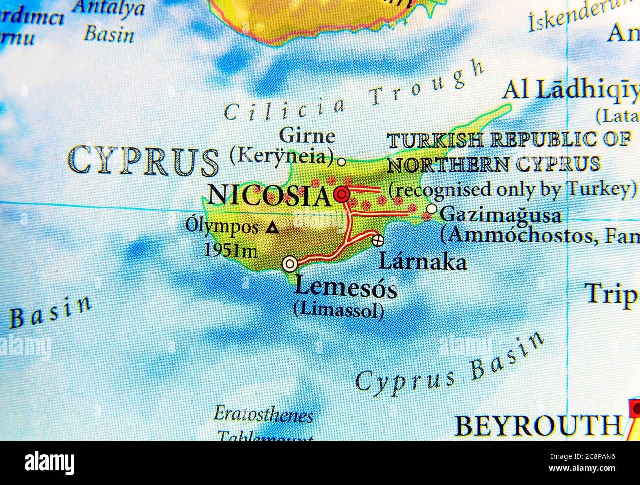 Carte géographique du pays européen Grèce et Turquie île de Chypre Banque D'Images
