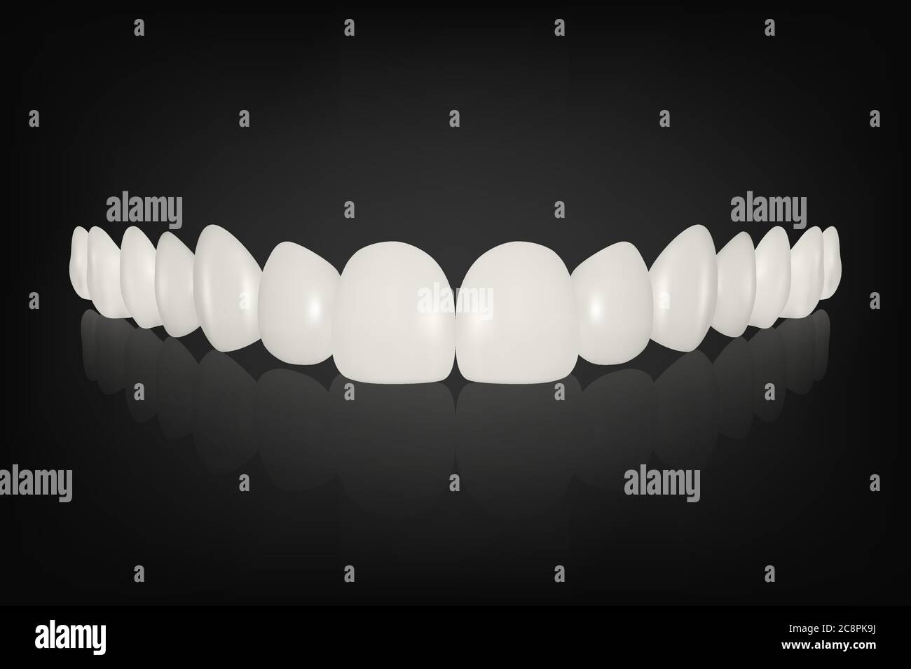 Le Rendu réaliste 3d Vector Prothèse Blanc Set libre isolé. Dentisterie et orthodontie Design. Pour des dents humaines et médicales Concept Dentifrice Illustration de Vecteur