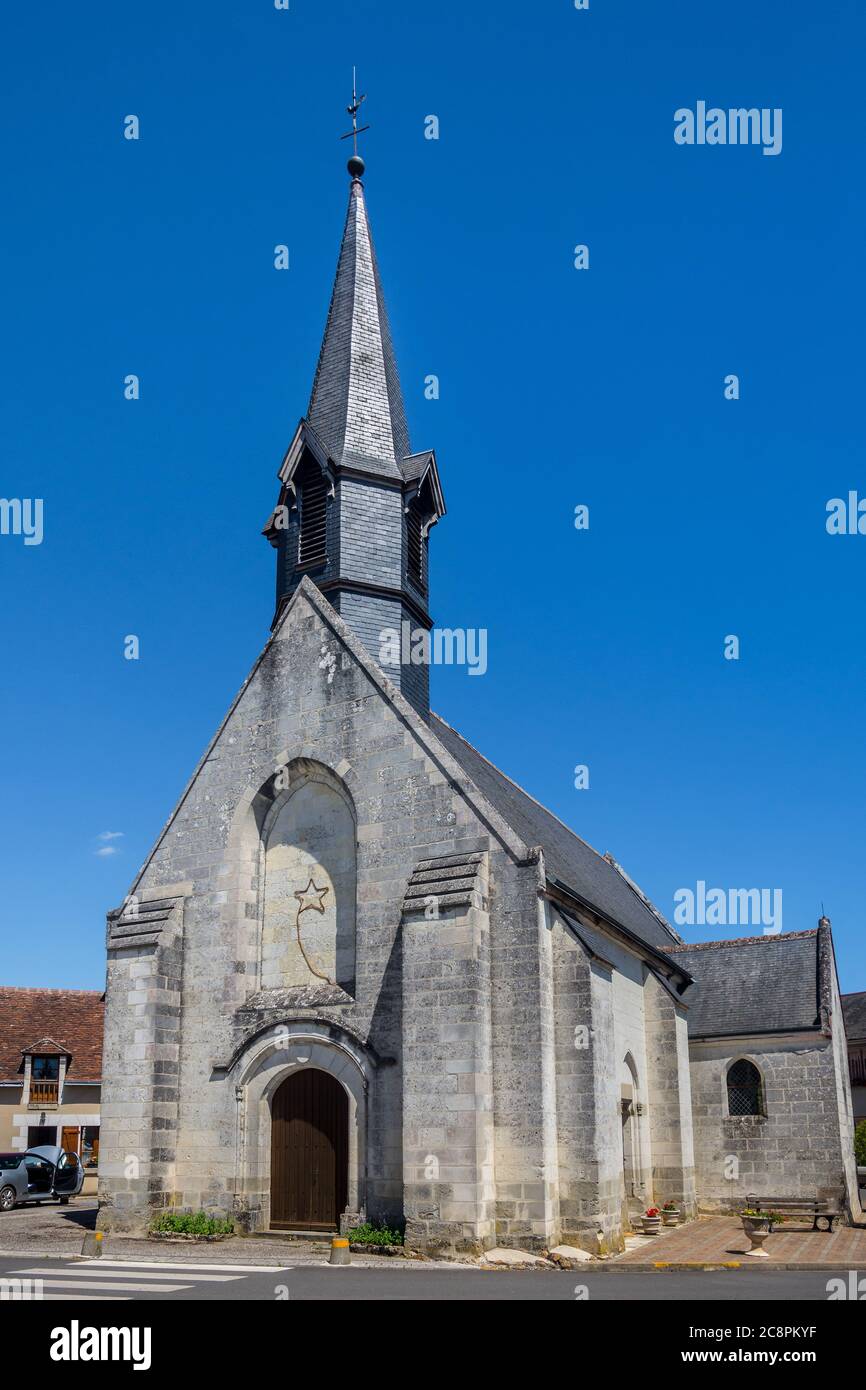 Église Saint-Senoch, Indre-et-Loire, France. Banque D'Images