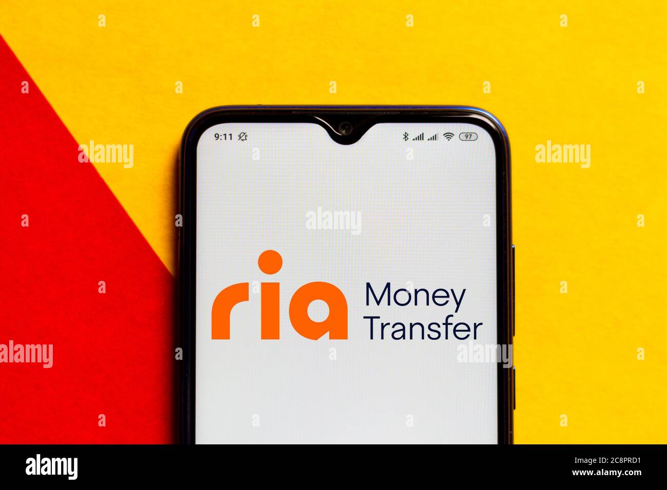Brésil. 28 mars 2020. Sur cette photo, le logo Ria Money Transfer s'affiche sur un smartphone. Crédit : Rafael Henrique/SOPA Images/ZUMA Wire/Alay Live News Banque D'Images